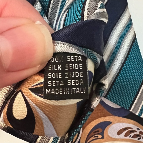 Like new! 7 Downie Street teal & navy blue oxford tie, 100% silk made in Italy - Picture 4 of 5